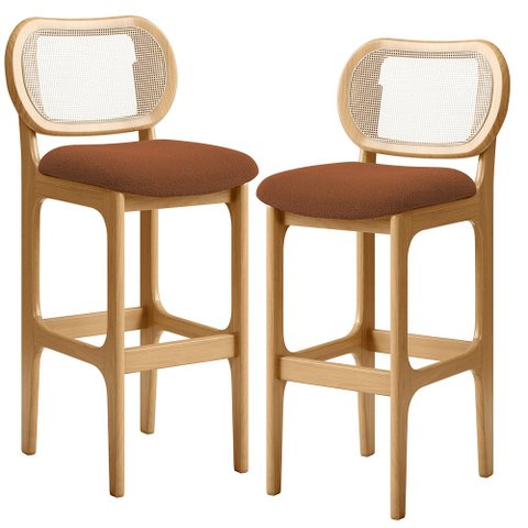 Kit 02 Banquetas Altas Para Cozinha Bancada Sala Tela Betta Fixa L02 Bouclê Terracota - Lyam Lyam De