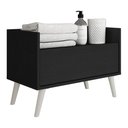 Ver imagem 2 de Gabinete Armário Banheiro 80cm com Pés Retrô Multimóveis Preto/Branco