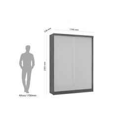 Roupeiro Jukey 1.74m 2 portas correr cor Nature / Off white ROBEL 55 - 4