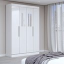 Ver imagem 1 de Guarda-roupa Solteiro Splendore 4 Portas 2 Gavetas com Espelho 100% Mdf Branco - Panorama Móveis
