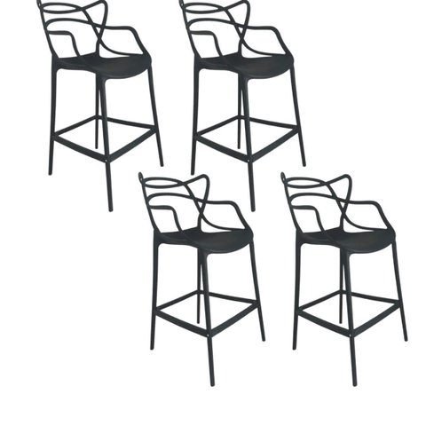 Conjunto 4 Banqueta Allegra Alta Master Preta Polipropileno