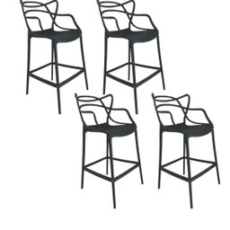 Conjunto 4 Banqueta Allegra Alta Master Preta Polipropileno - 1