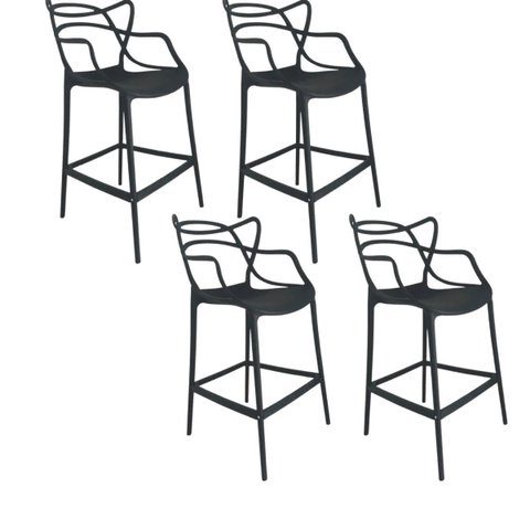 Conjunto 4 Banqueta Allegra Alta Master Preta Polipropileno