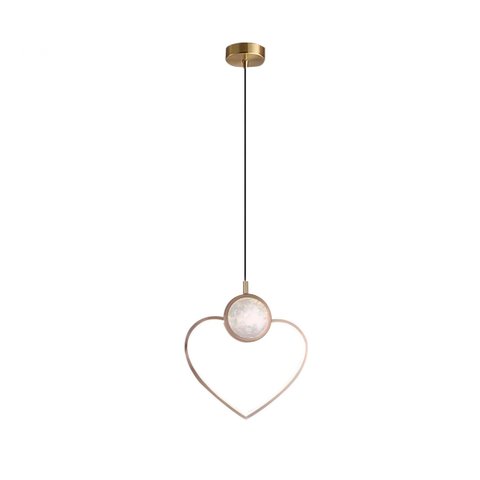Lustre Pendente Led 7w Coração Dourado 3000k Bivolt