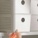 Ver imagem 5 de 3 Caixas Organizadoras 27x12x9cm Bege Flow 3l Retangular Cestos Multiuso Lavanderia Banheiro