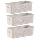 Ver imagem 1 de 3 Caixas Organizadoras 27x12x9cm Bege Flow 3l Retangular Cestos Multiuso Lavanderia Banheiro