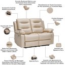 Ver imagem 4 de Poltrona Reclinável Elétrica 2 Lugares Cinema com Massagem Montelli L07 Couríssimo Bege - Lyam Decor