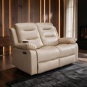 Ver imagem 3 de Poltrona Reclinável Elétrica 2 Lugares Cinema com Massagem Montelli L07 Couríssimo Bege - Lyam Decor