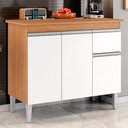 Ver imagem 2 de Balcão de Cozinha Tatiane 95cm Amêndoa/branco com Tampo Mdp - Ajl Móveis