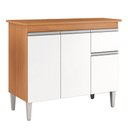 Ver imagem 1 de Balcão de Cozinha Tatiane 95cm Amêndoa/branco com Tampo Mdp - Ajl Móveis