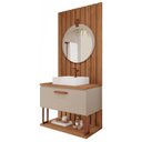 Ver imagem 2 de Gabinete Suspenso com Cuba, Painel Ripado e Espelheira 80cm Mari Espresso Móveis