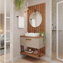 Ver imagem 1 de Gabinete Suspenso com Cuba, Painel Ripado e Espelheira 80cm Mari Espresso Móveis