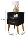 Ver imagem 2 de Mesa de Cabeceira Per 1 Gaveta Estilo Retrô com Pés em Madeira Cor Preto Rm