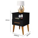 Ver imagem 2 de Mesa de Cabeceira Per 1 Gaveta Estilo Retrô com Pés em Madeira Cor Preto Rm