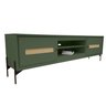 Rack Sala Tv até 75 Polegadas Paraty 180 Cm Laca Pés Metal Palhinha Verde - 1