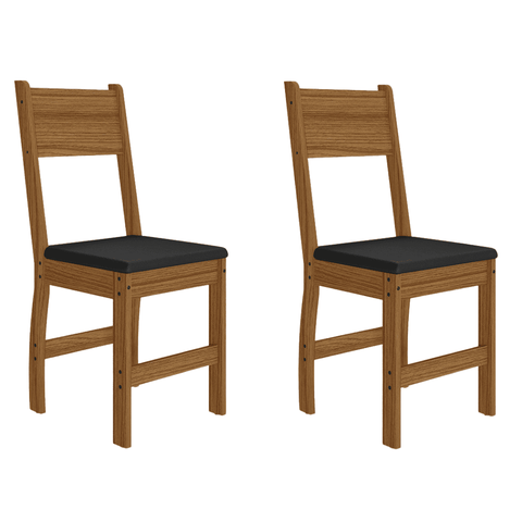 Kit 2 Cadeiras Estofadas para Mesa Sala de Jantar Reforçada - Carvalho/preto