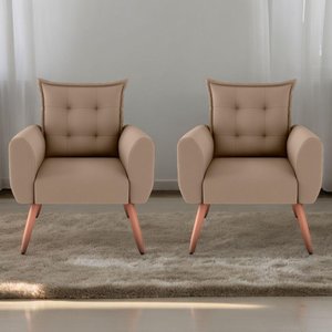 Jogo de Poltronas Decorativas Park Suede Bege