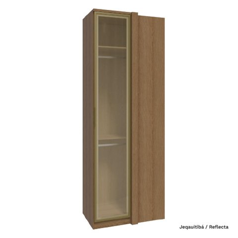 Guarda Roupa Modulado 01 Porta de Vidro Canto Reto Setiba