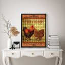 Ver imagem 2 de Quadro Decorativo Galo Galinha Country 33x24cm - com Vidro:madeira Preta