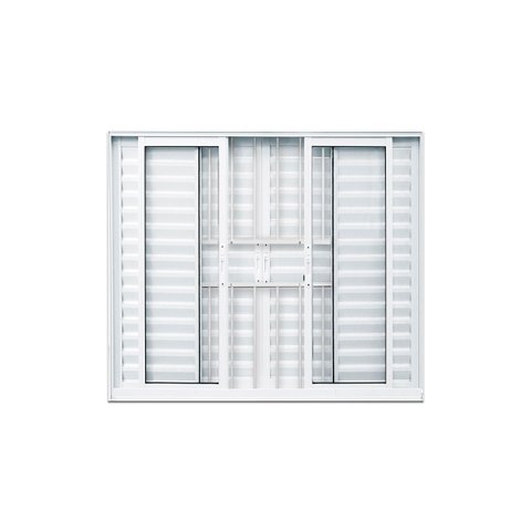 Veneziana 6 Folhas de Correr com Grade Alumínio Branco 100x200 Linha 25