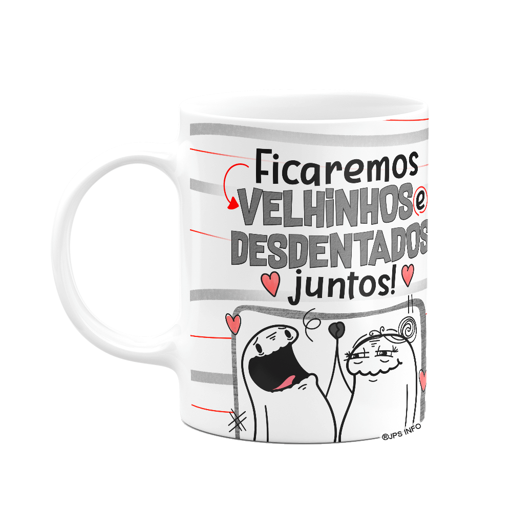 Caneca Flork Namorados - Velhinhos e Desdentados Juntos! Branca