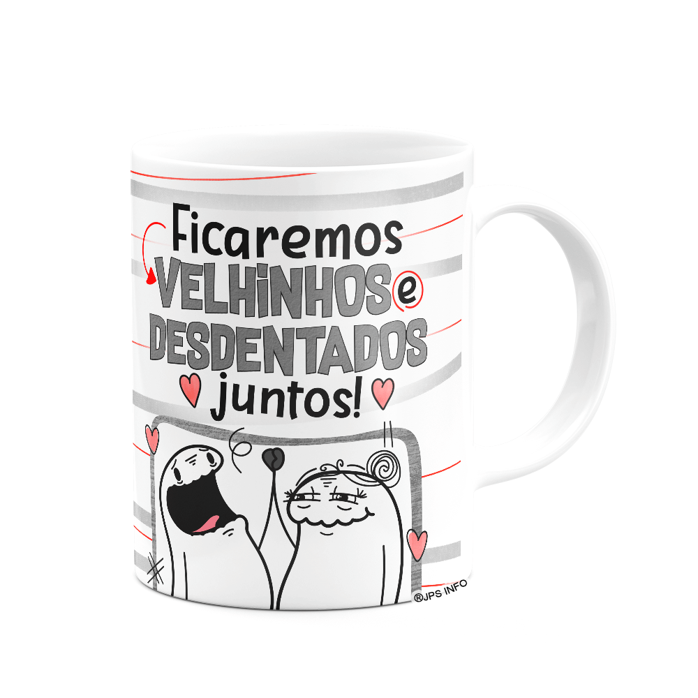 Caneca Flork Namorados - Velhinhos e Desdentados Juntos! Branca - 2