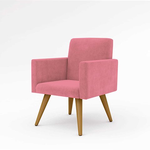 Cadeira Estofada Poltrona para Sala Quarto – Balaqui Decor Cor:Rosa