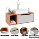 Ver imagem 2 de Gabinete de Banheiro 80 Cm com Cuba 1 Porta e Nicho Amêndoa/branco