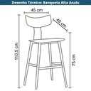 Ver imagem 7 de Kit 2 Banquetas Altas Analu Assento PP Preto Detalhe PU Cinza Base Aço sem Ajuste Rivatti