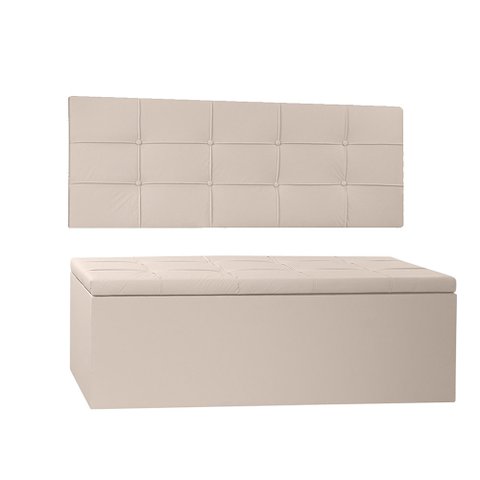 Kit Painel e Calçadeira Baú Casal 1,40m Roma Corano Bege - Pallazio