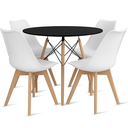 Ver imagem 1 de Kit Mesa Redonda Eames 90cm Preta + 4 Cadeiras Saarinen Wood Brancas
