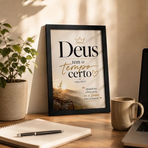 Quadro Decorativo Deus Tem o Tempo Certo Fé Isaías 60:22