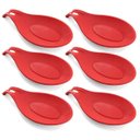 Ver imagem 1 de Kit 6 Descanso para Talheres Silicone Utensilio Vermelho