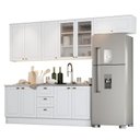 Ver imagem 1 de Cozinha Completa Americana 5 Peças Branco com Vidro - Móveis Henn