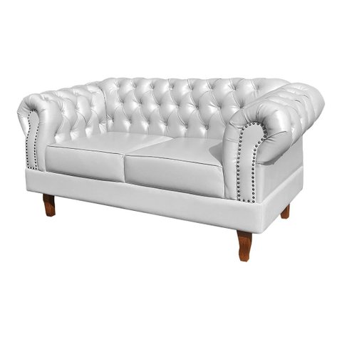 Sofá Chesterfield Capitonê Duque Dom Pedro 2 Lugares - Couríssimo Branco