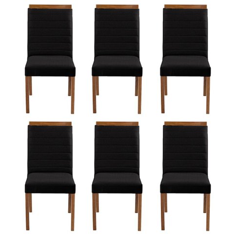 Kit 6 Cadeiras Decorativas Sala de Jantar Luxo Sueli Facto Preto - Mozzelar