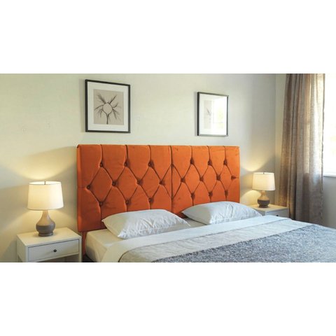 Cabeceira Estofada Cama de Casal Queen 1,60 X 55 Cm Modelo Paris Laranja