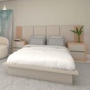 Ver imagem 2 de Cabeceira Cama Casal Ripada 2,70m Camt 100% Mdf Casa Lar Cor:carvalho Malva com Titânio