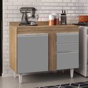 Ver imagem 2 de Balcão Gabinete 100cm com Tampo 2 Portas Luziania Castanho/Cinza - Lumil
