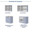 Ver imagem 6 de Cozinha Planejada 4 Peças 2 Aéreos 2 Balcões sem Tampo Marselha CabeCasa MadeiraOriginals Azul/Sereno