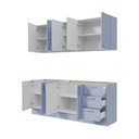 Ver imagem 7 de Cozinha Planejada 4 Peças 2 Aéreos 2 Balcões sem Tampo Marselha CabeCasa MadeiraOriginals Azul/Sereno