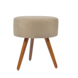 Puff Banqueta Decorativo Redondo Pés Palito Bege - 1