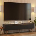 Ver imagem 1 de Rack para Tv até 80 Polegadas 180cm 2 Portas 1 Gaveta Preto/rustic Doha Madesa
