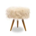 Ver imagem 1 de Puff Banqueta Decorativo Redondo Pés Palito Pelo Alto Bege