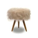 Ver imagem 2 de Puff Banqueta Decorativo Redondo Pés Palito Pelo Alto Bege