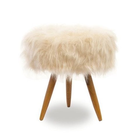 Puff Decorativo para Hall de Entrada Pelo Alto Bege