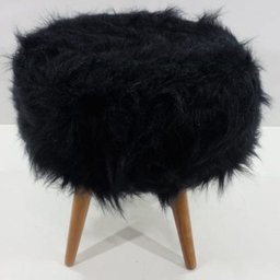 Puff Pelúcia Preto Pé Palito - 1