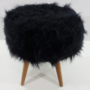 Puff Pelúcia Preto Pé Palito