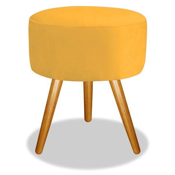 Puff Banqueta Decorativo Redondo Amarelo