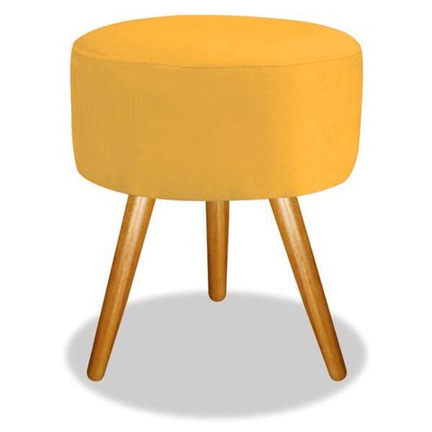 Puff Banqueta Decorativo Redondo Amarelo